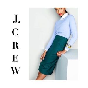 J CREW Telegraph Pencil Skirt Size 6 Super 120’s All Season Wool Green